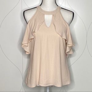 NWT Juniors Candie’s Cold-Shoulder Halter Tee M